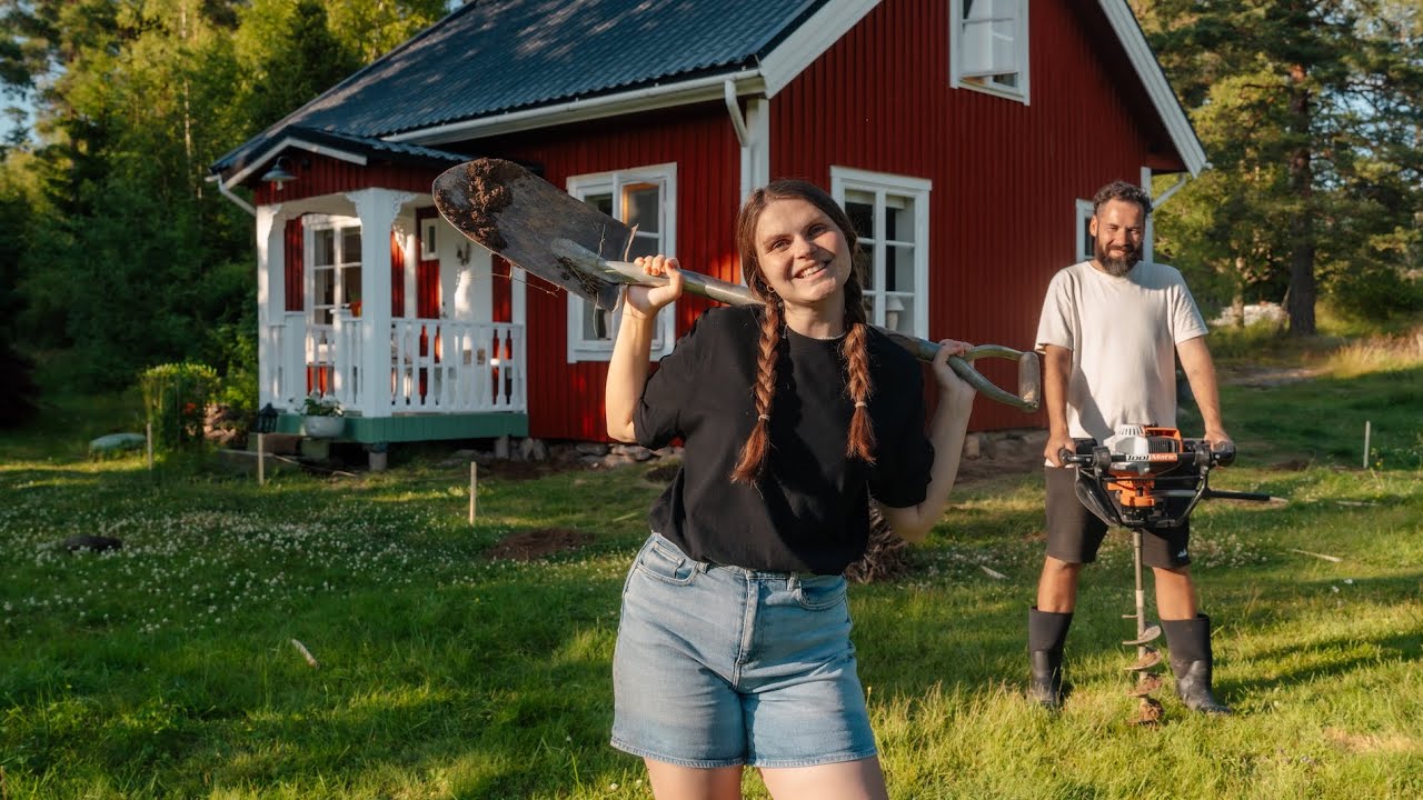YouTube post by @OskartheExplorer for Soundstripe. Caption reads: DIY Terrasse für unser Schwedenhaus (Teil 1) 🪚🏡.