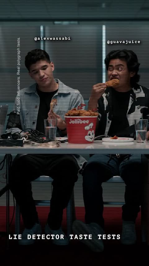 Instagram post by @alexwassabi for Jollibee US. Caption reads: One bite of crispy, juicy Spicy Chickenjoy and the....