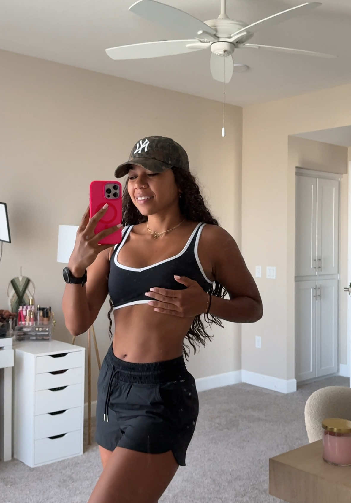 TikTok post by @courtneysarracino for Abercrombie & Fitch. Caption reads: #AbercrombiePartner Morning miles fueled by....