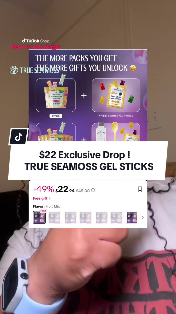 TikTok post by @__quinones__ for TrueSeaMoss. Caption reads: [...] jar no spoon how convenient @trueseamoss....
