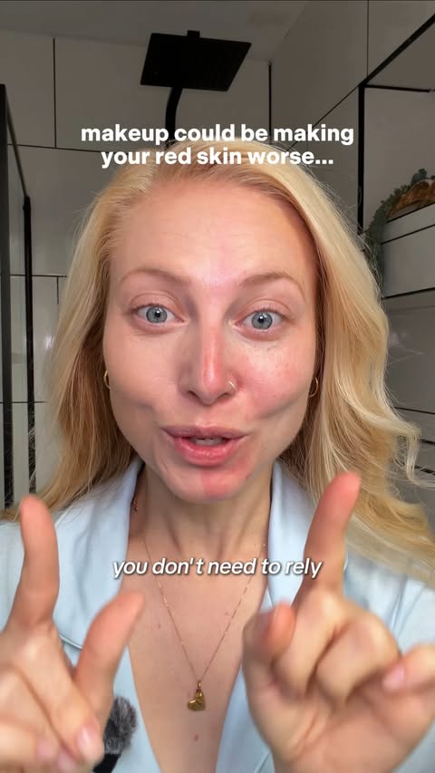 Instagram post by @billieblonde_ for Biodance. Caption reads: [...] your red skin worse… ❌👀 ad Shop....