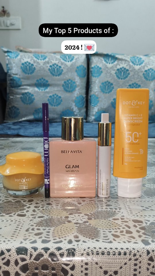 Instagram post by @stunning_beautybliss for MyGlamm. Caption reads: These are my absolute favourite products of 2024....