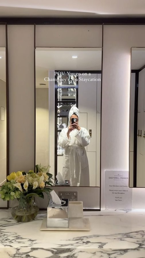 Instagram post by @everywherewegoto for Champneys. Caption reads: This is your sign to go on a @champneysspas....