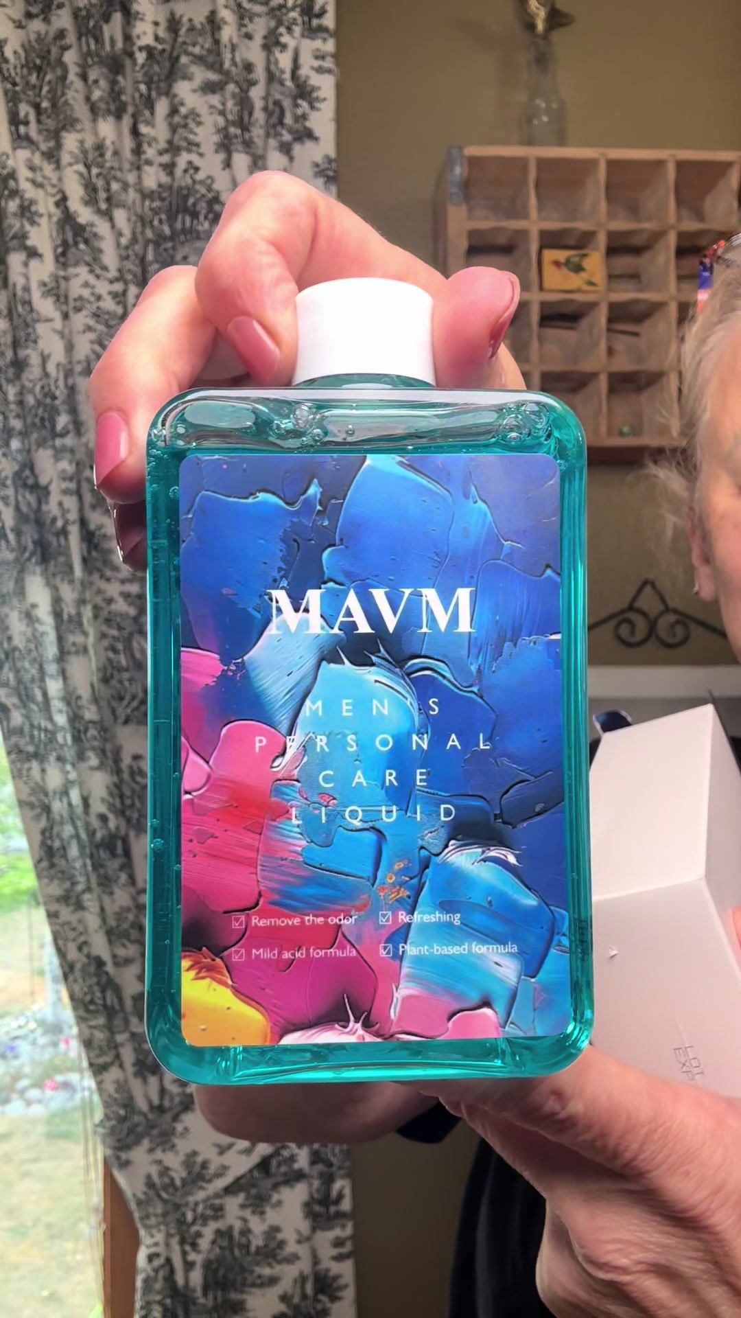 TikTok post by @roxyinmontana for MAVM. Caption reads: @MAVM Men’s Personal Care and Body Wash leaves....