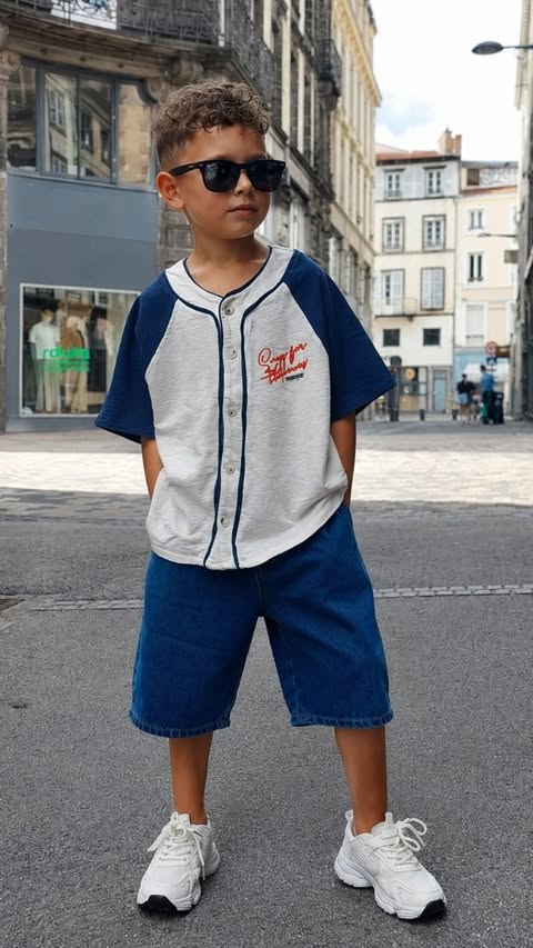 Instagram post by @_biork_hoti for Kids Brand Store. Caption reads: T-shirts and pants @kidsbrandstore.