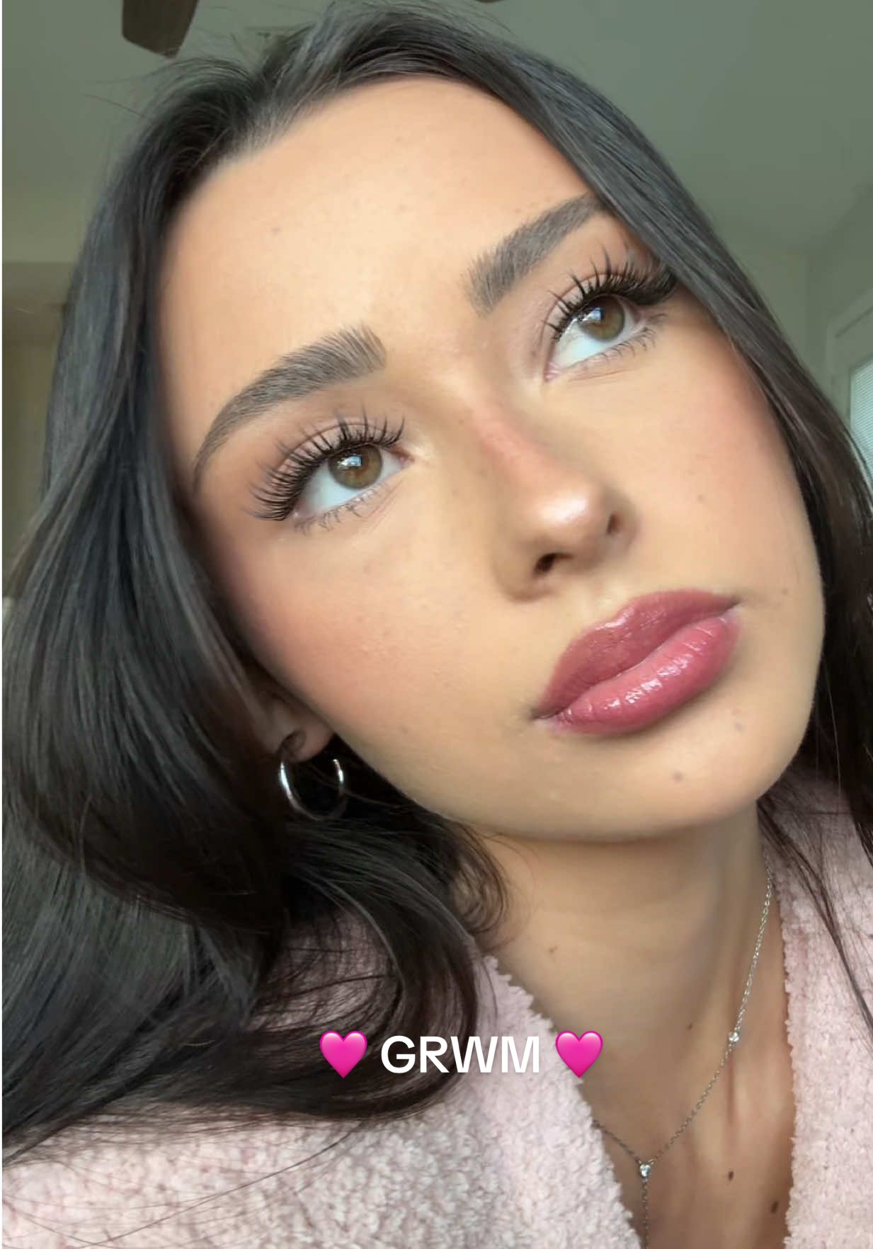 TikTok post by @kaylee.marina for Kosas. Caption reads: GRWM 🩷 some pink sparkly makeup (all products....