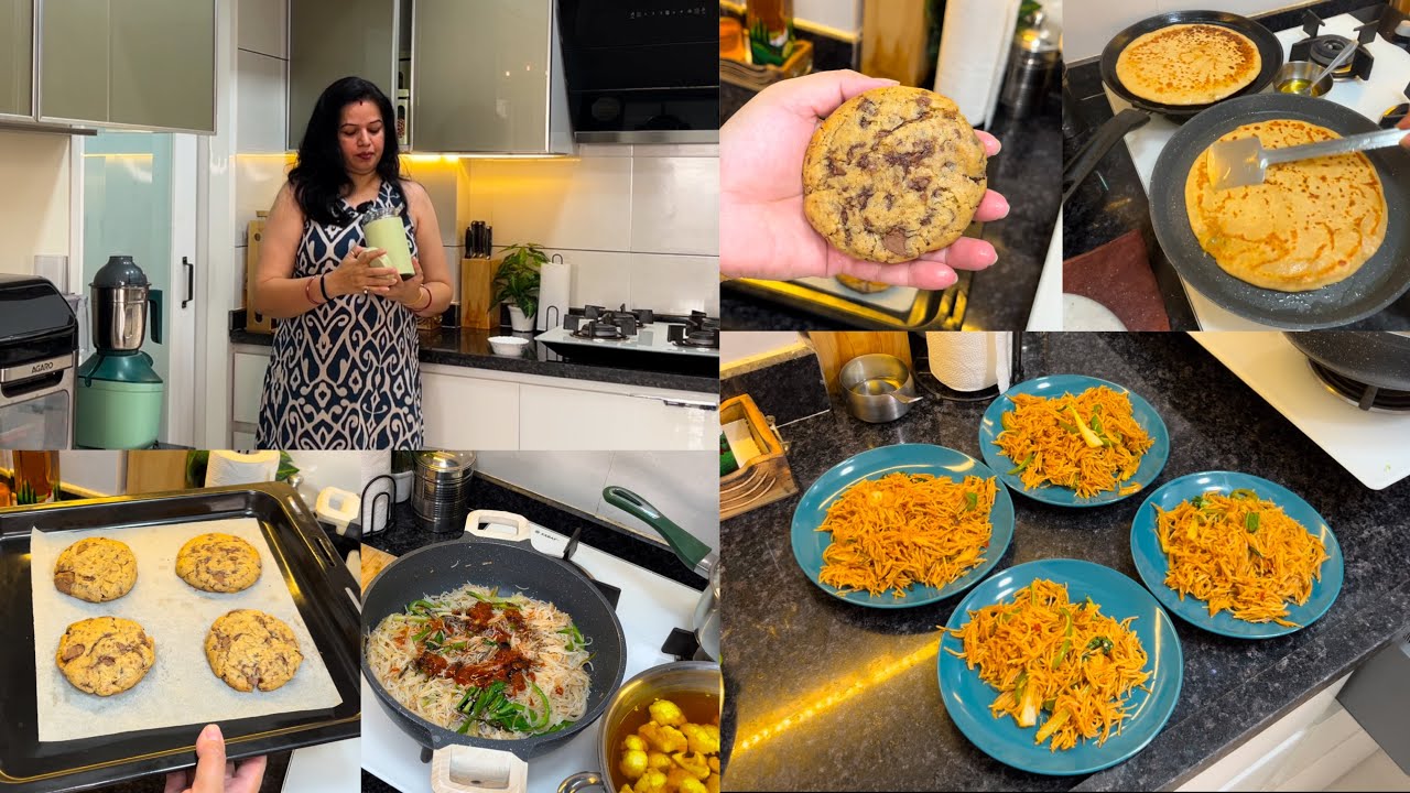 YouTube post by @indianyoutuberneelamvlogs for The Indus Valley. Caption reads: Morning Breakfast, School Lunchbox | Chinese....