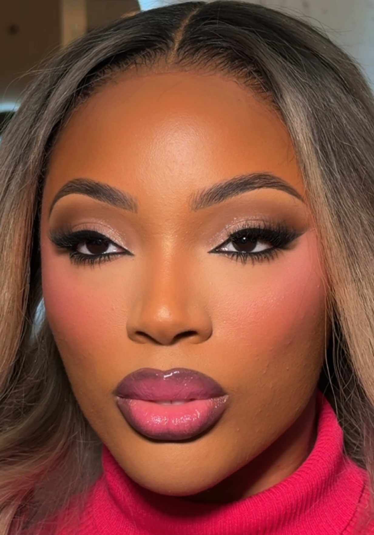 TikTok post by @facebyflavioluviano for Juvia’s Place. Caption reads: makeup tutorial for Pink Gloss Era by @Juvia’s....