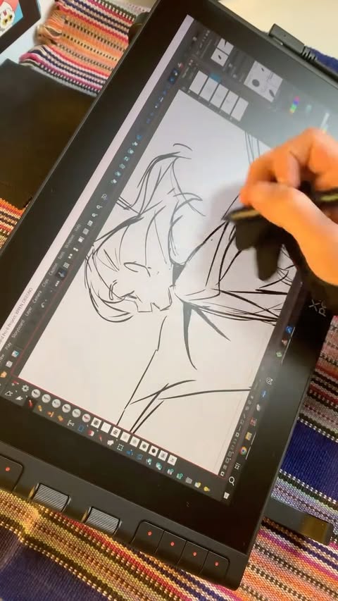 Instagram post by @cabiriartbook for XPPen Brasil Oficial. Caption reads: Drawing on the ARTIST 12 3rd tablet was more....
