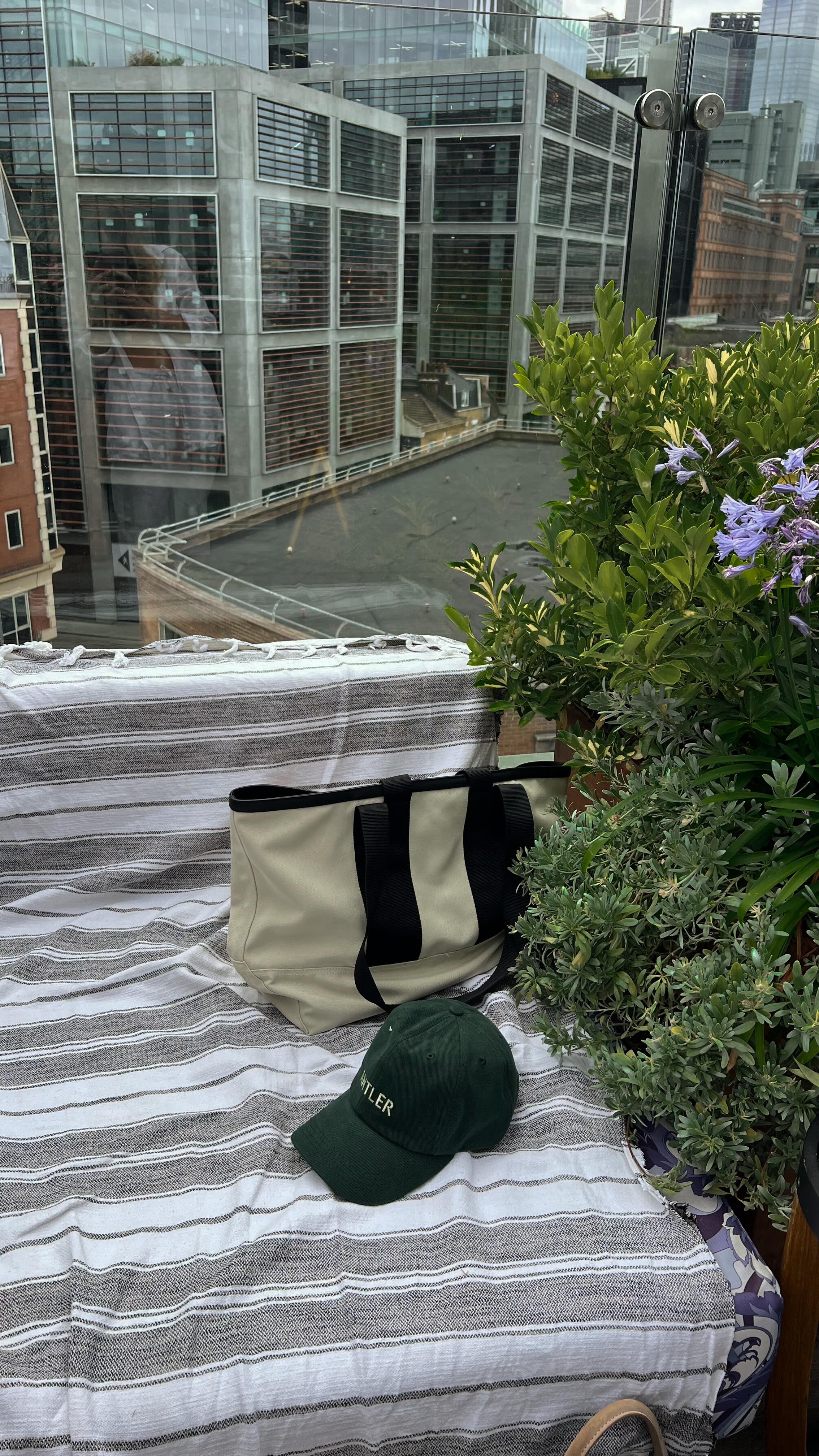 Instagram post by @jessicasharris_ for Antler. Caption reads: Reversible tote, irreversible plans with....