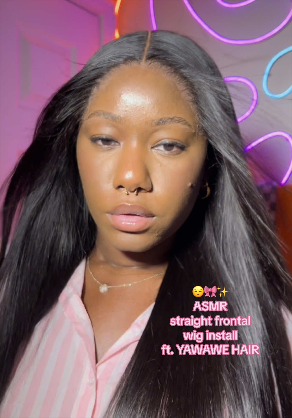 TikTok post by @zhanealiya for Yawawe Hair. Caption reads: [...] season 😌🎀 WIG DETAILS 📌 from: @Yawawe....