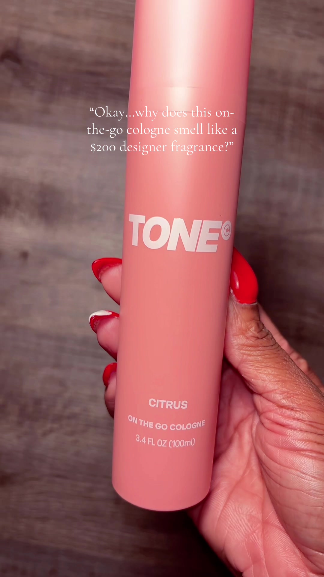 TikTok post by @niquebetheone for TONE by AMP. Caption reads: @TONE EXCLUSIVE This on the go cologne it’s....