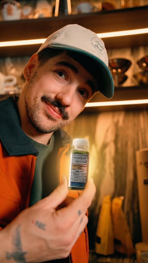 Instagram post by @alexandrudon for Magic Mind. Caption reads: [...] my number 1 hack for productivity 💪🔥....