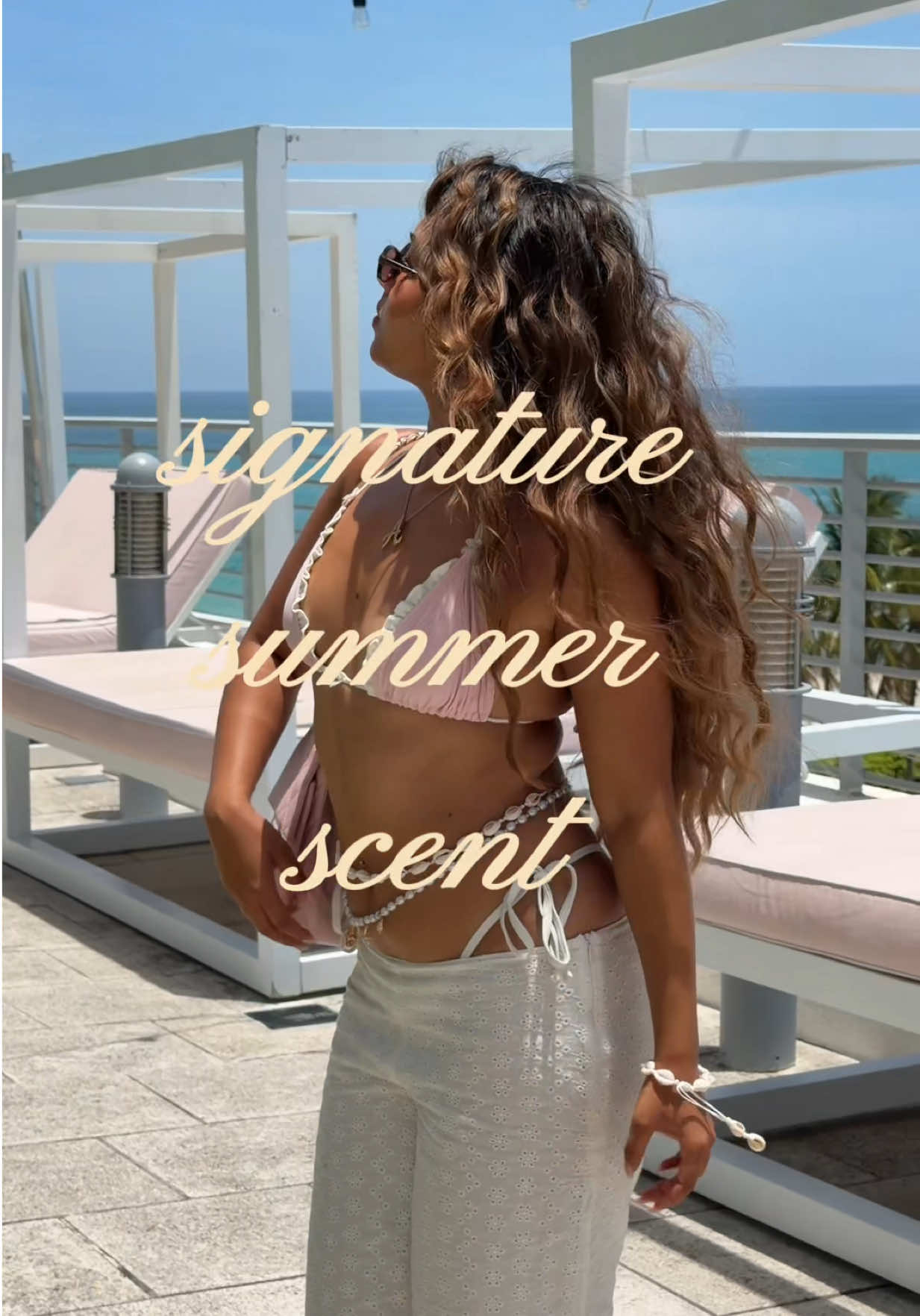 TikTok post by @arminarshe for Le Monde Gourmand. Caption reads: [...] my go to scent this summer ☀️🏝️🩵 @Le Monde....