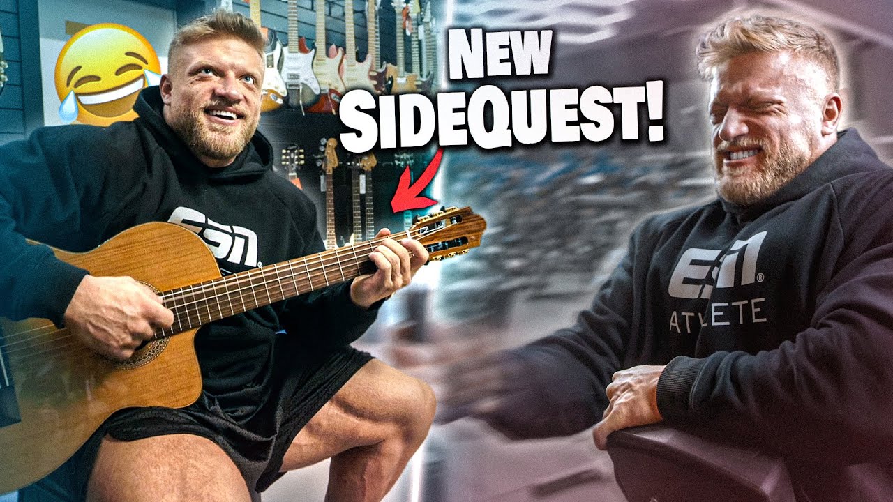 YouTube post by @UrsKalecinski for More Nutrition. Caption reads: Back Destruction but first I'll buy a guitar.