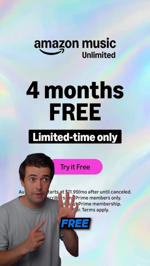 Instagram post by @brainybargains for Amazon Music. Caption reads: [...] summer? 👀 This is your sign to try Amazon....