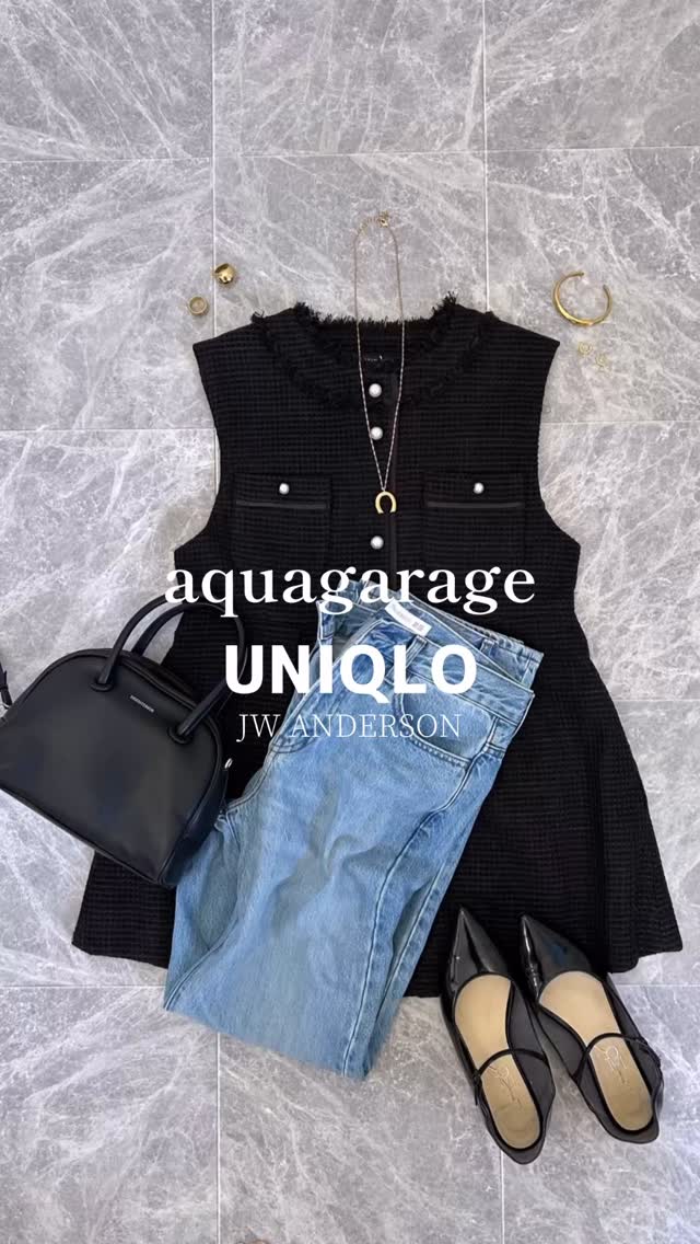 Instagram post by @happy_acoaco for aquagarage. Caption reads: キレイめカジュアルに着るツィードジレ✨️

@aquagarage....