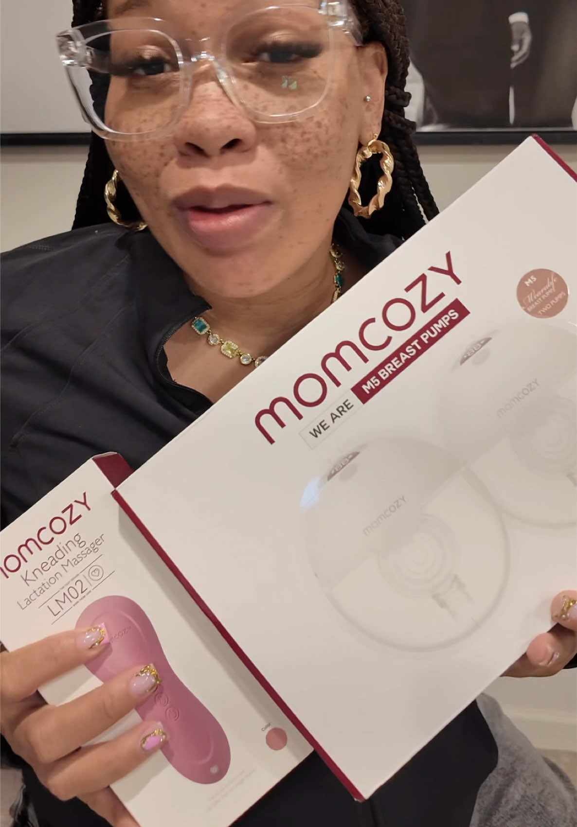 TikTok post by @yeahitsamberrtoo for Momcozy. Caption reads: [...] are you using? I’m excited to try this....