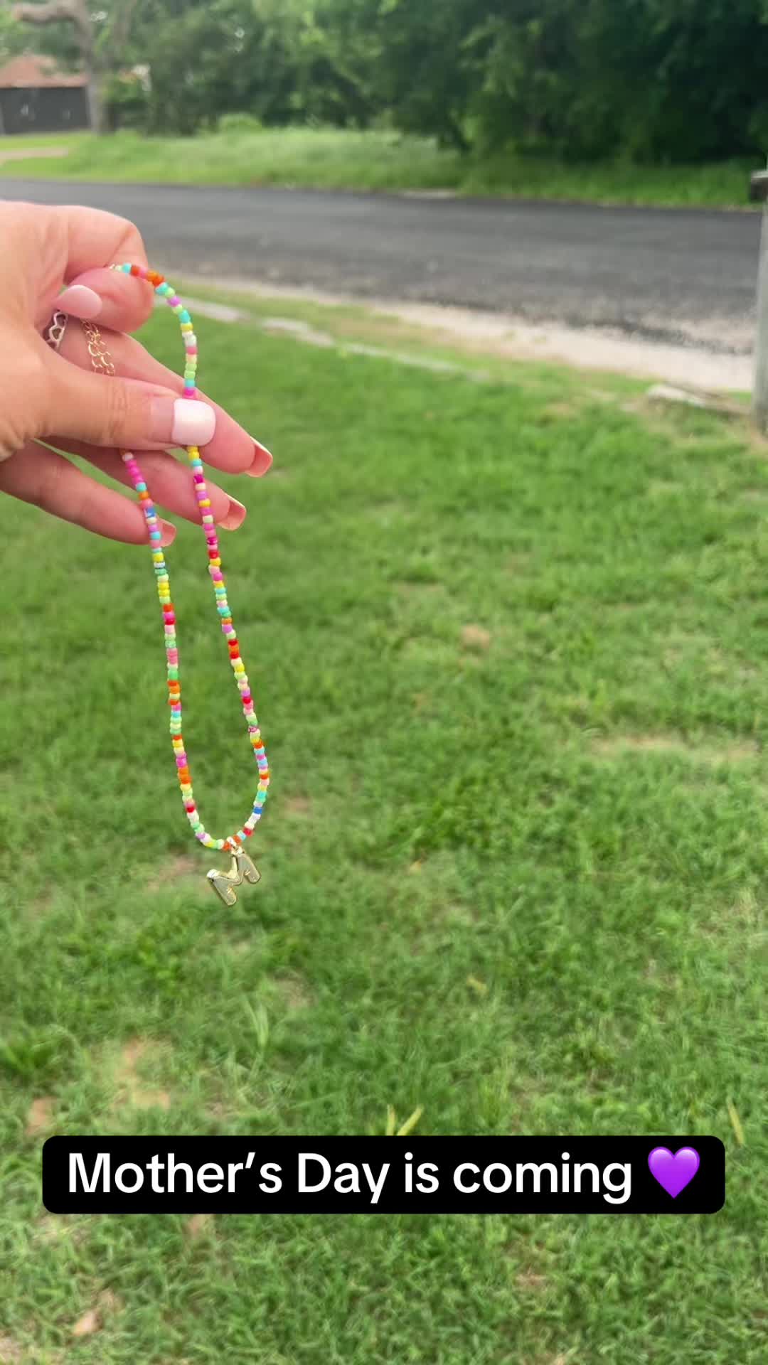 TikTok post by @mags241 for VRIUA US. Caption reads: [...] #vriua #initalnecklace #momgift @VRIUA US.