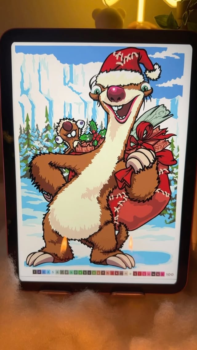 Instagram post by @anelya.ekli for Procreate. Caption reads: [...] 🌈 Page 100 ✍️ iPad 10 generation on....