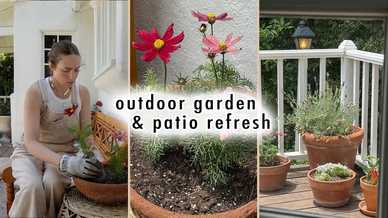 YouTube post by @xomacennavlogs for Fable Home. Caption reads: home vlog *outdoor garden & patio refresh* |....