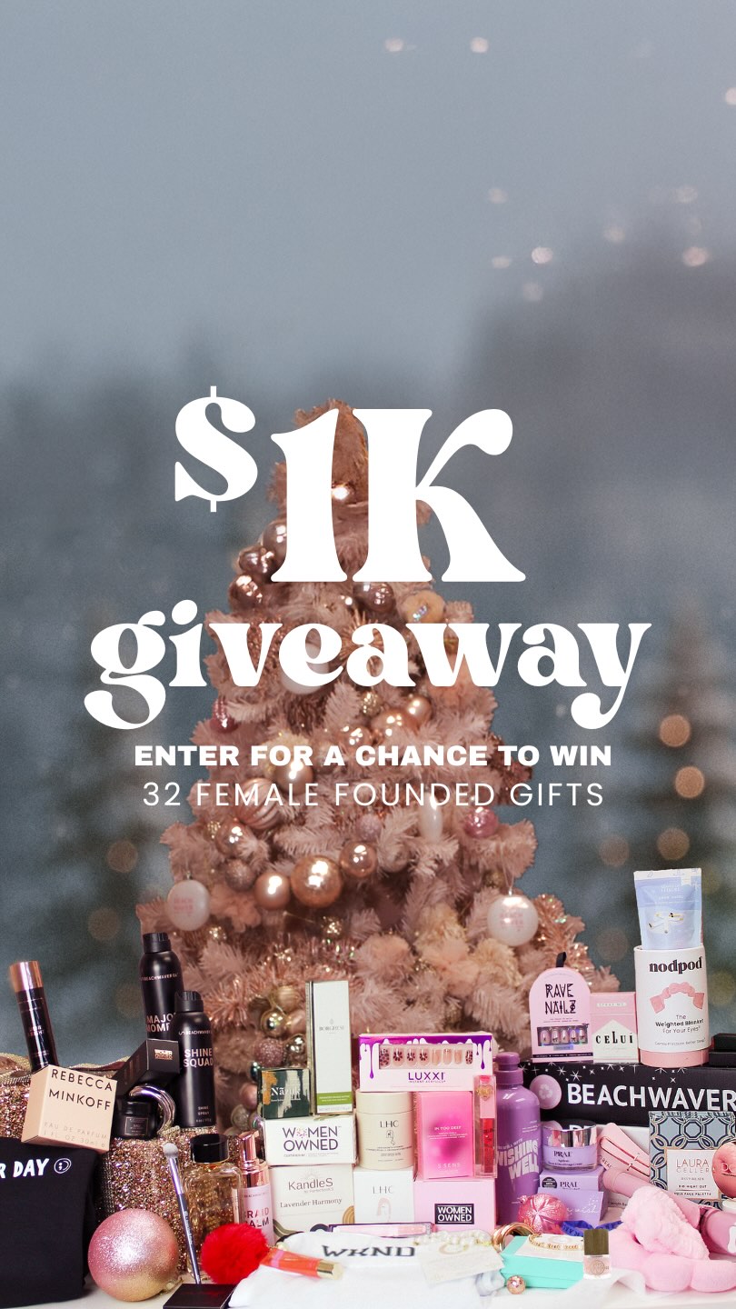 Instagram post by @potemily for Beachwaver. Caption reads: 🎁 $1K SHE SLEIGHS GIVEAWAY 🎁

As a....