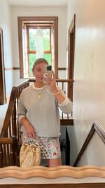 Instagram post by @sarmeghughes for Flabelus. Caption reads: [...] Skirt & bag @sezane Shoes @flabelus (all pr)....