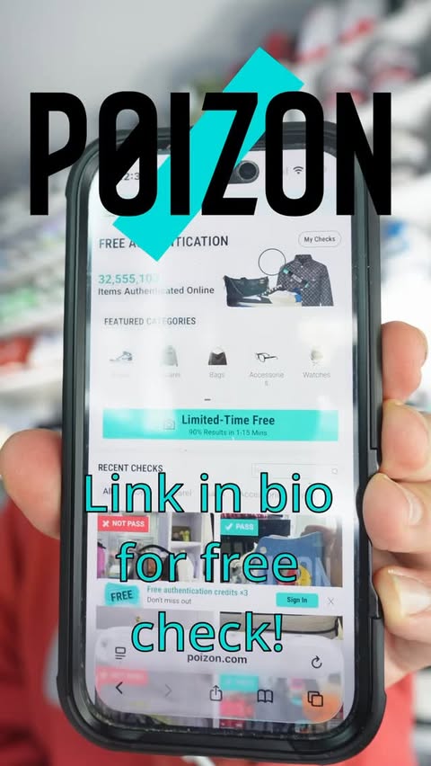 Instagram post by @sneakernomicz for Poizon. Caption reads: [...] link in my bio to get a free check with....
