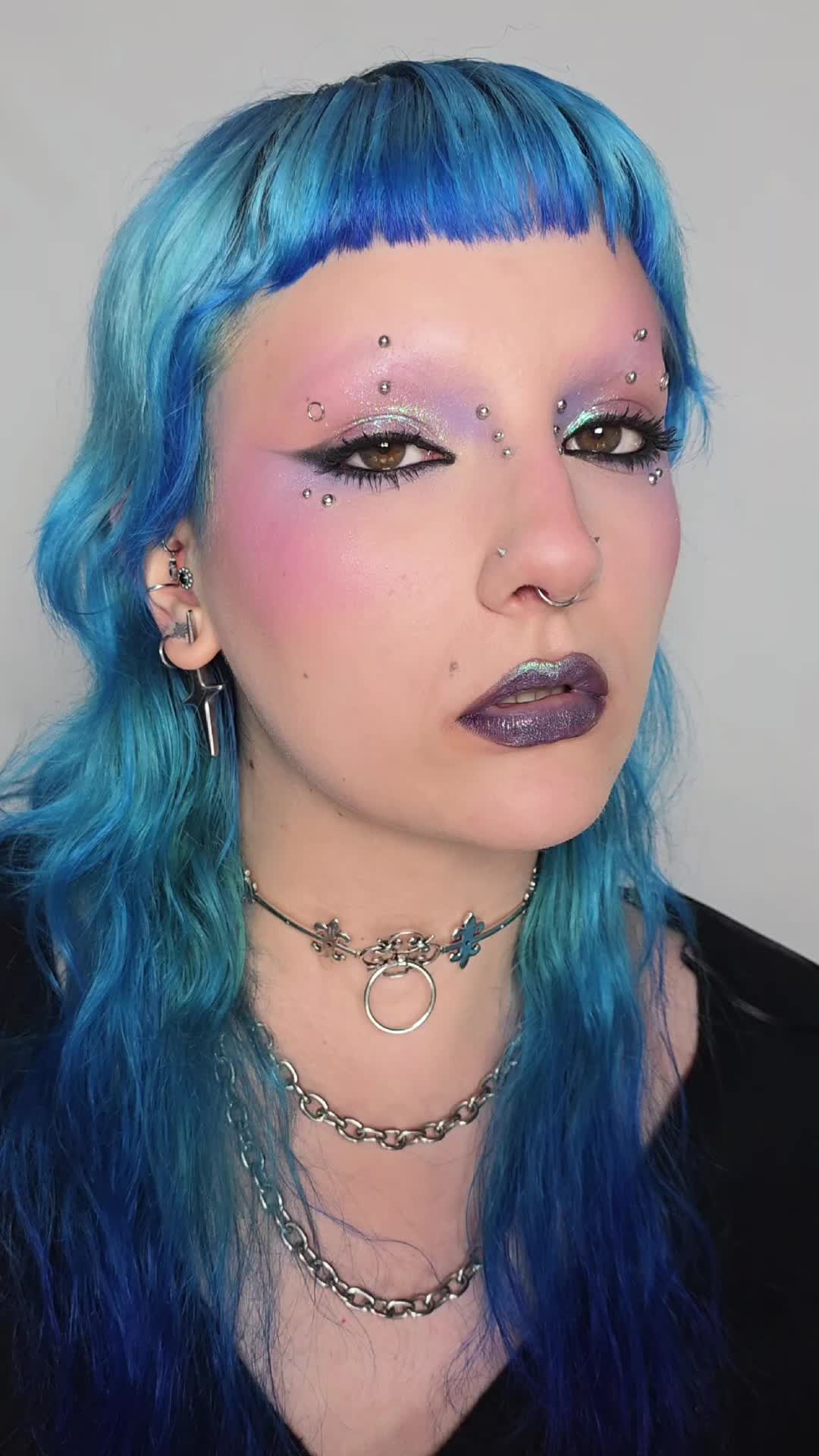 TikTok post by @nonaa_mua for For Me. Caption reads: 5 steps to add some whimsy to your your look 💜🖤....