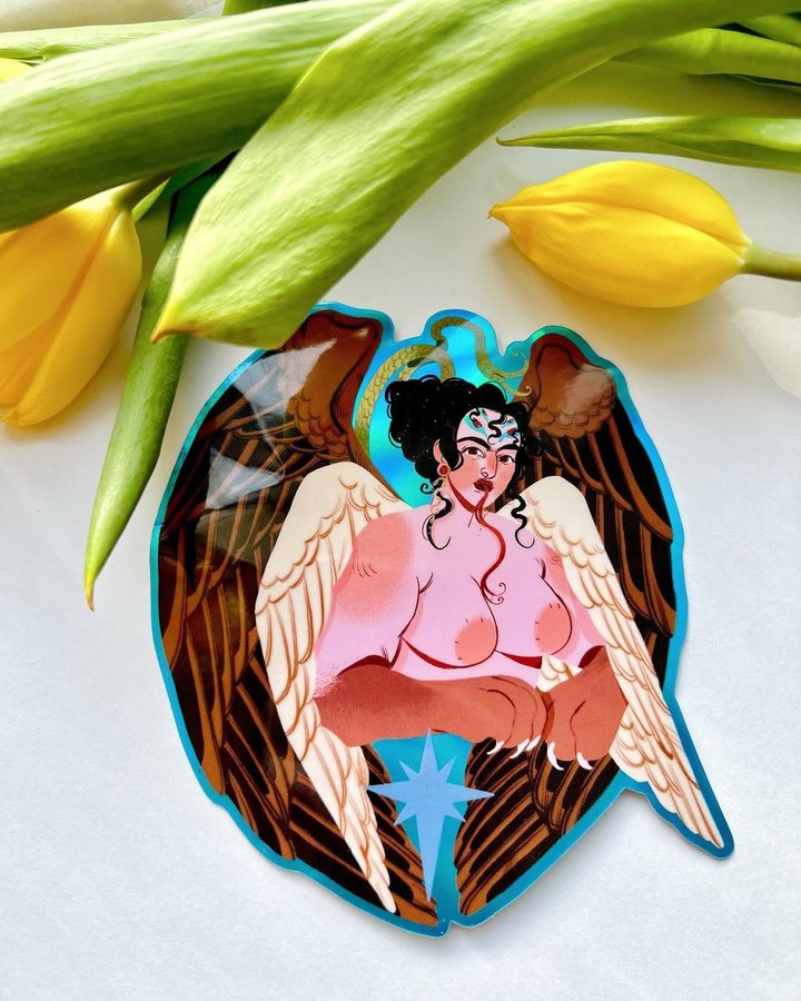 Instagram post by @loukoumh for StickerApp. Caption reads: I’ve got amazing stickers from @stickerapp !!! I....