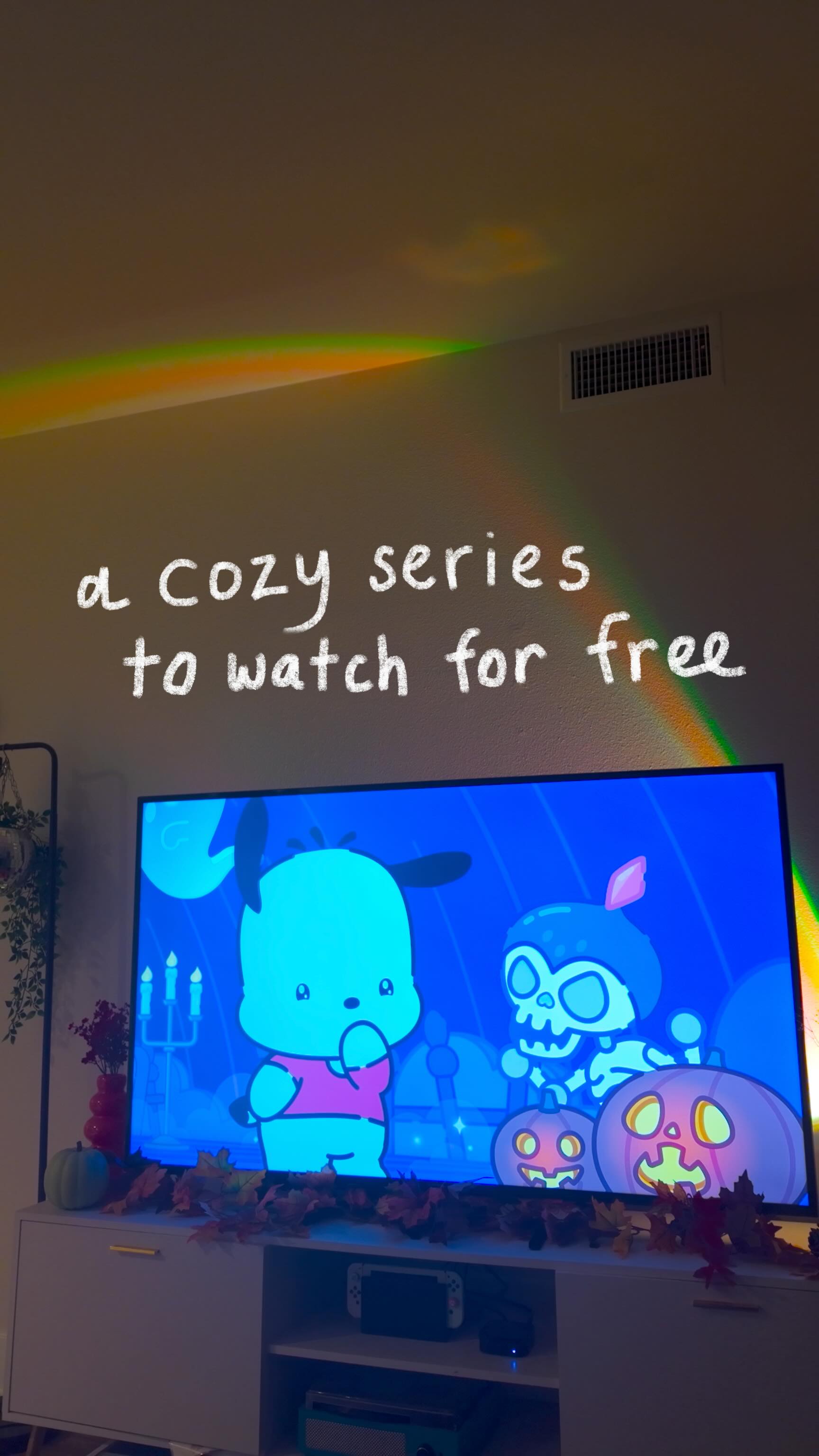 Instagram post by @janna.em for Sanrio. Caption reads: cozy fall girl 🤝 hello kitty and friends....