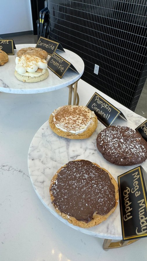 Instagram post by @eatingreno for Crave Cookies. Caption reads: ‼️New Restaurant Alert‼️🍪 @cravecookiesreno has....