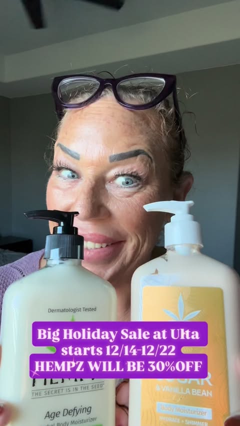 Instagram post by @just_janci for Hempz. Caption reads: @hempzofficial AVAILABLE @ultabeauty DECEMBER 14....