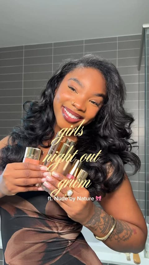 Instagram post by @_amayamonae for Nude by Nature. Caption reads: [...] night out in Houston while I try out....