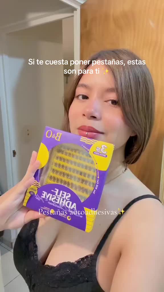 TikTok post by @micheli.lla for BQ Lash. Caption reads: #bqlashes #autoadhesivas @Tienda oficial [...].