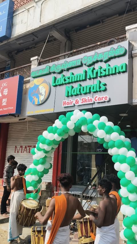 Instagram post by @palani__gethu__official__page for Lakshmikrishna Naturals. Caption reads: Grandly inaugurated of 23rd store of....