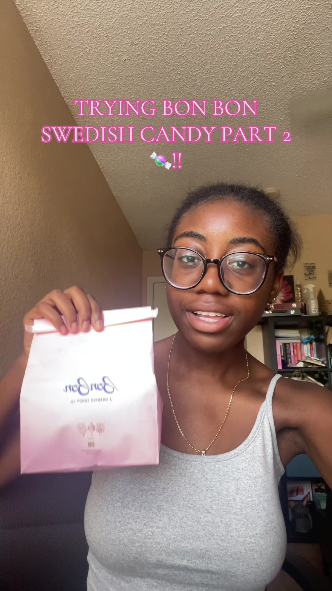 TikTok post by @jordynalexisdotcom for BonBon NYC. Caption reads: TRYING BON BON SWEDISH CANDIES PART TWO!!  @BonBon....