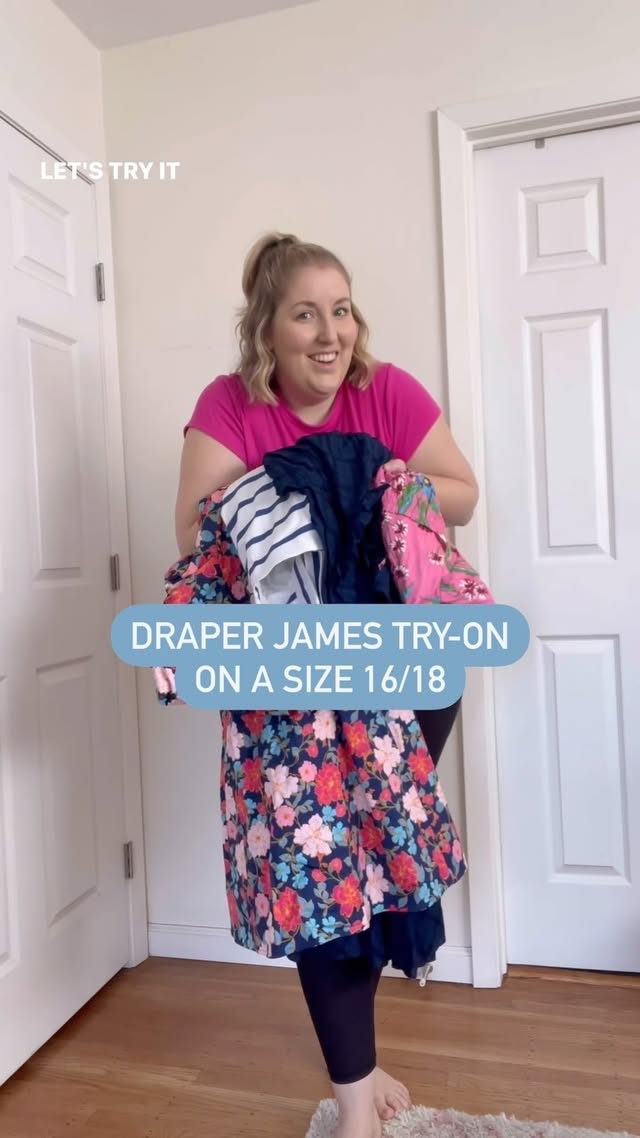 Instagram post by @sass.and.cellulite for Draper James. Caption reads: Some fun springy pieces from @draperjames....