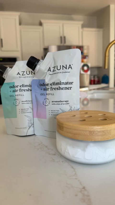 Instagram post by @kara.shops.it.all for Azuna. Caption reads: [...] in your home, you need to try @azunafresh....