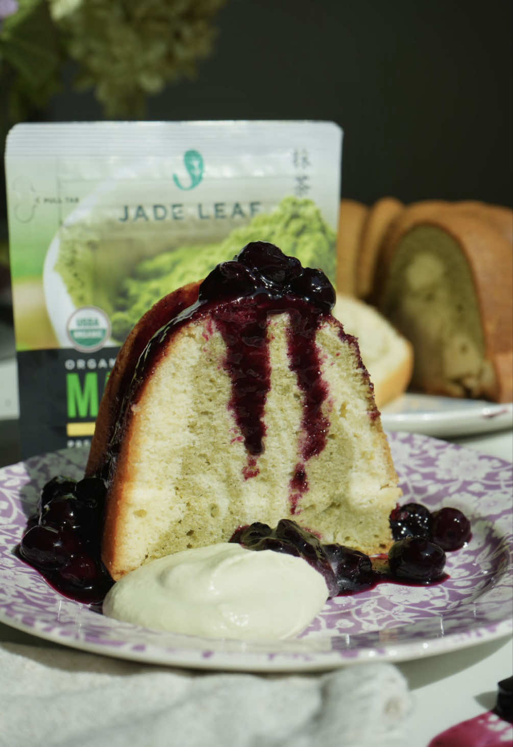 TikTok post by @theactualansley for Jade Leaf Matcha. Caption reads: [...] my favorites! I love baking with @Jade Leaf....