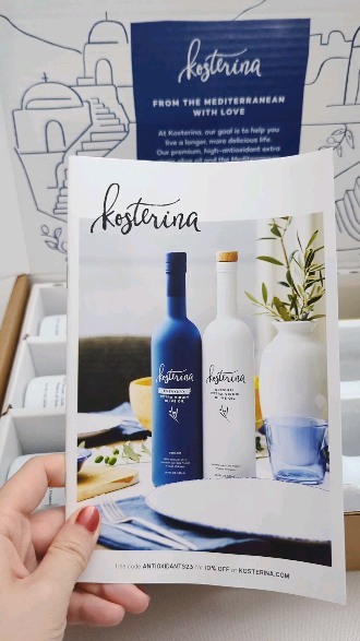 Instagram post by @wendy.eats for Kosterina. Caption reads: Breakfast with @kosterina 💙 Love their olive oil....