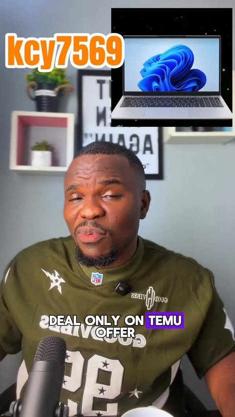 Instagram post by @_tosinsilverdam for Temu. Caption reads: [...] beautiful laptop for N9999 on Temu, you can....