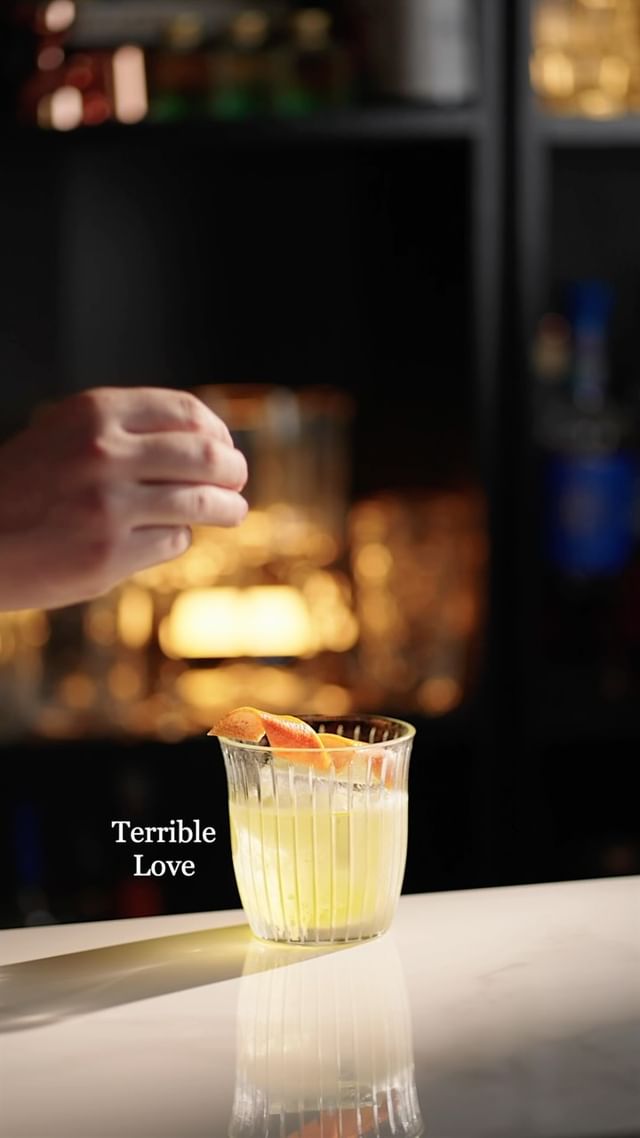 Instagram post by @ed_tales for Pasabahce. Caption reads: Terrible Love 

A cocktail created by Phil Ward,....
