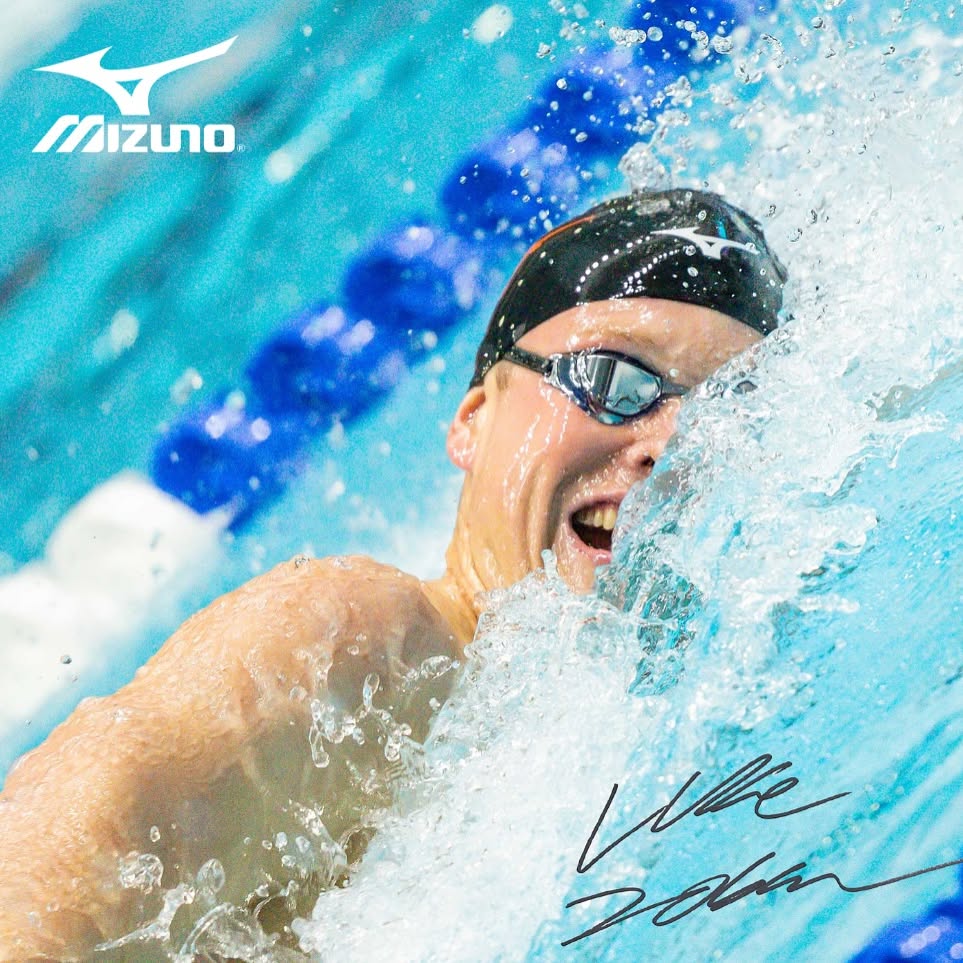 Instagram post by @mizunoswimusa for Mizuno USA. Caption reads: NEW MIZUNO ATHLETE- Luke Hobson

We are proud to....