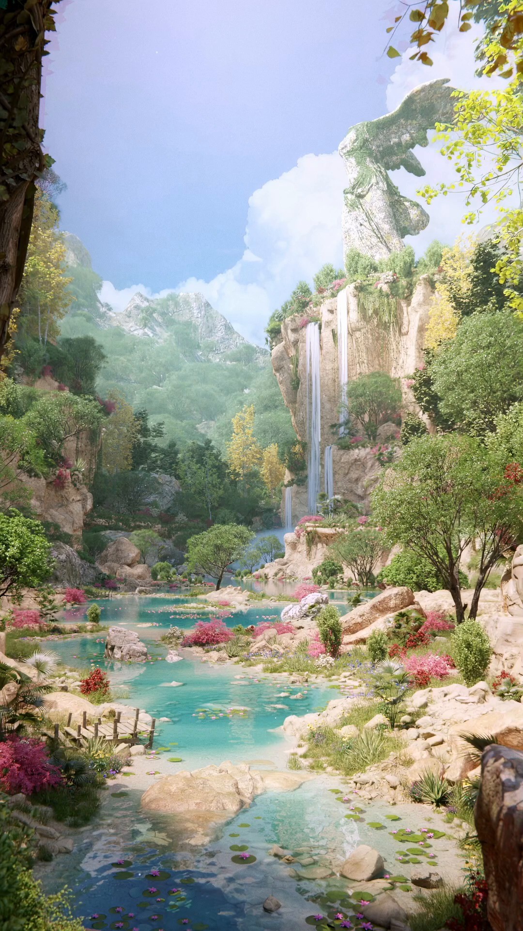 Instagram post by @florenaux for NVIDIA. Caption reads: ✨ Water that glows, flowers that hum, and a calm....