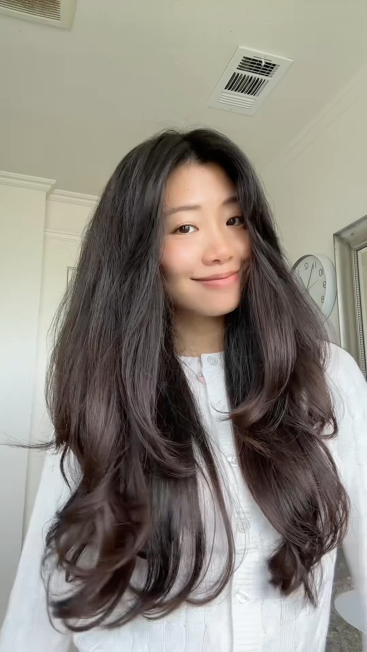 Instagram post by @eggdressesup for T3 Micro. Caption reads: first diy round brush blowout pre-perm 🥹 ft. the....