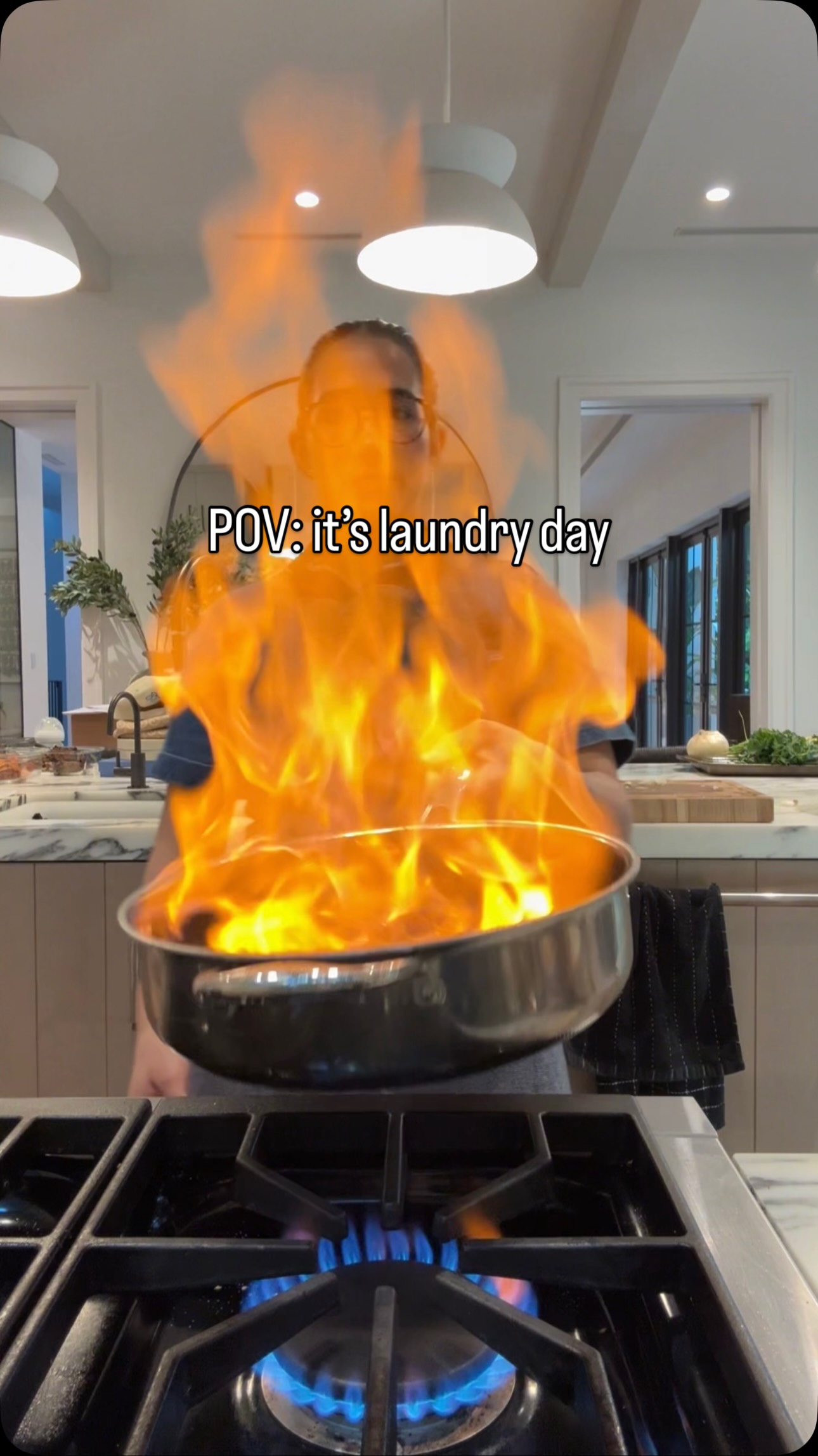 Instagram post by @stephanyvicx for downy. Caption reads: POV: you’re a private chef whose aprons absorb the....