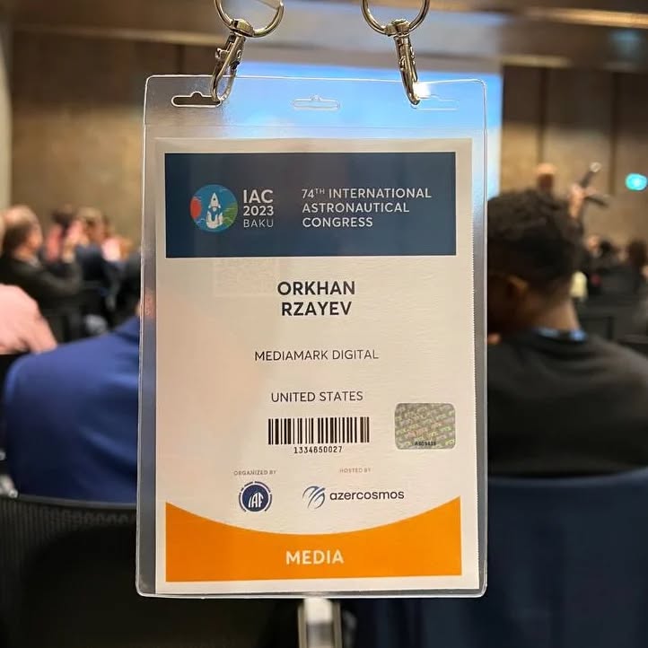 Instagram post by @orkhanrza for NASA. Caption reads: [...] @mediamark.digital @azercosmos.az @nasa....