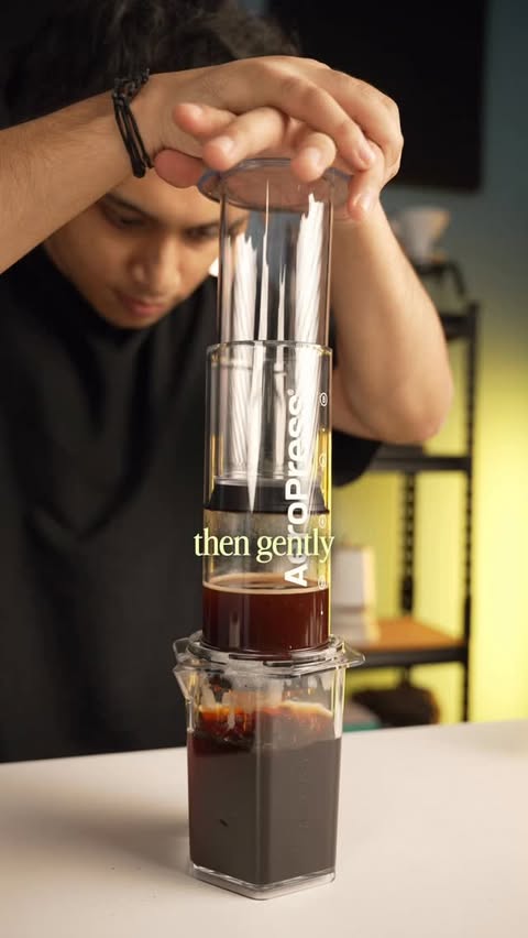 Instagram post by @amanwithcoffee for AeroPress. Caption reads: The AeroPress XL is basically the big-brother....