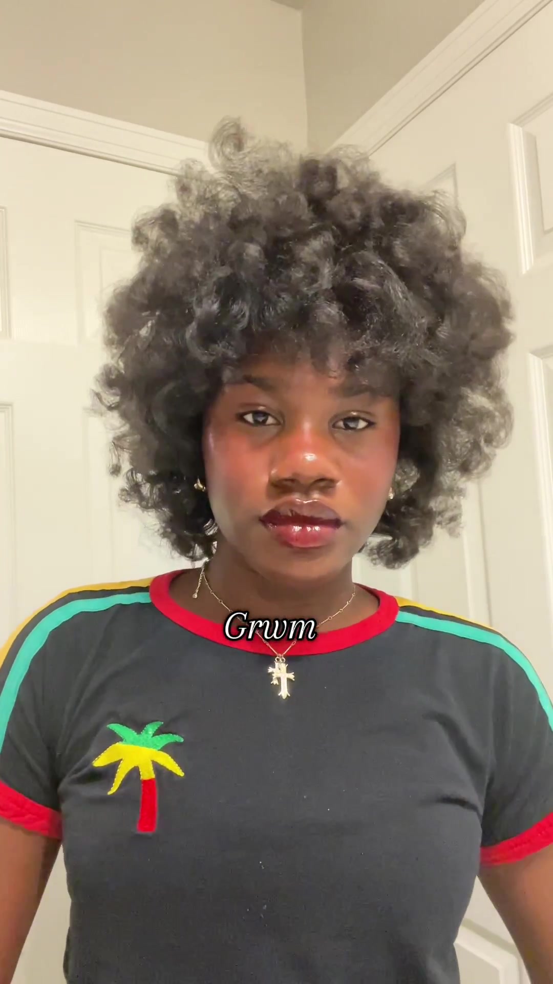 TikTok post by @ycatshaefa for Sacheu. Caption reads: #grwm #makeup #lipstain #gloss #blackgirl....